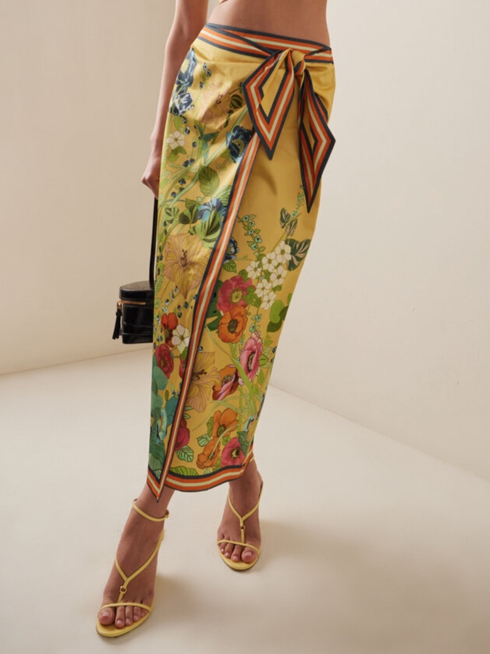 Alemais Cresida Sarong Skirt Yellow Floral Wrap Midi floral Revolve $425 Sz 0 - Picture 5 of 11